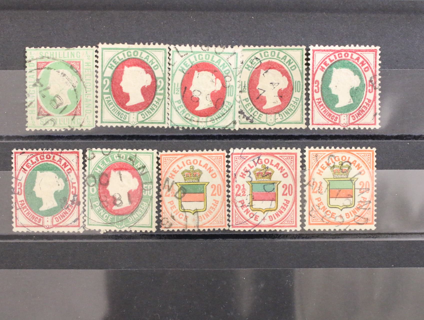 Helgoland - zn. Mi. č. 6c, 12, 13a, 14c, 16a, 18c, 18h, 18y, zk. Schuhardt, Schmiedt, celkem 540 EUR, zajimave