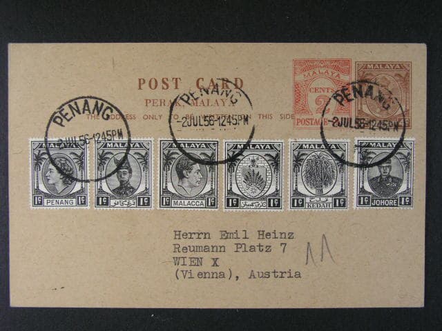Malaya - dofrank. celina do Rakouska s pod. raz. PENANG 2.JUL.56