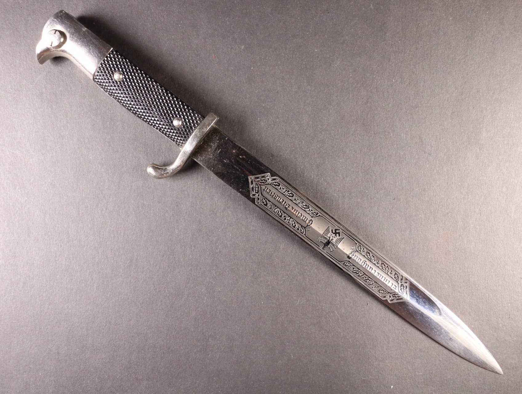 Vycházkový bodák KS 1898, se zdobenou čepelí, 245 mm, Zur Erinnerung an meine Dienstzeit, výrobce Alcoso SOLINGEN