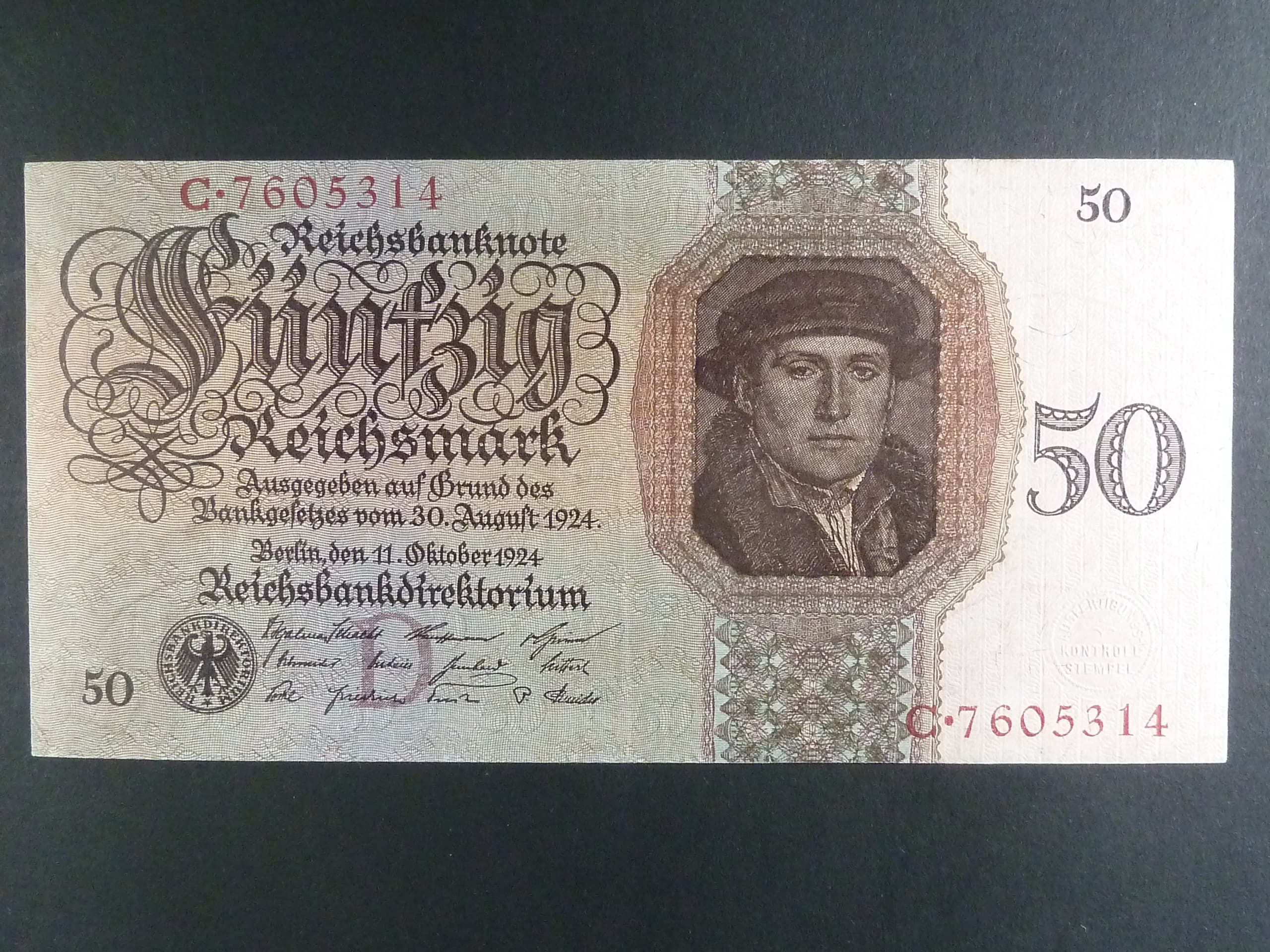 Německo, 50 RM 1924 série C, podtiskové písmeno D, Ba. D5