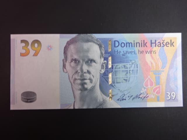 Pamětní tisk ve formě bankovky "39" k narozeninám Dominika Haška, anulát, série H39 000000, dárkový obal, číslovaný certifikát s vlastnoručním podpisem
