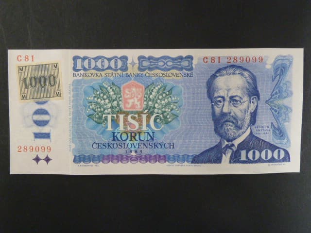 1000 Kč 1985/1993 série C 81, kolek lepený