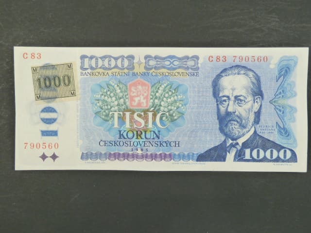 1000 Kč 1985/1993 série C 82, kolek lepený