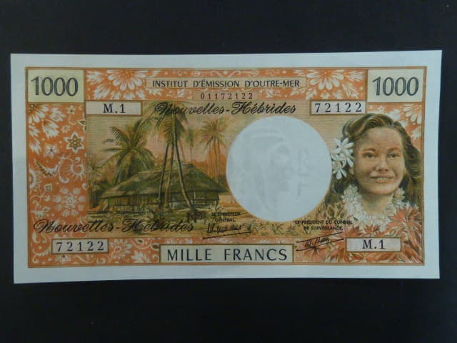 NOVÉ HEBRIDY, 1000 Francs 1980, BNB. B405c, Pi. 20