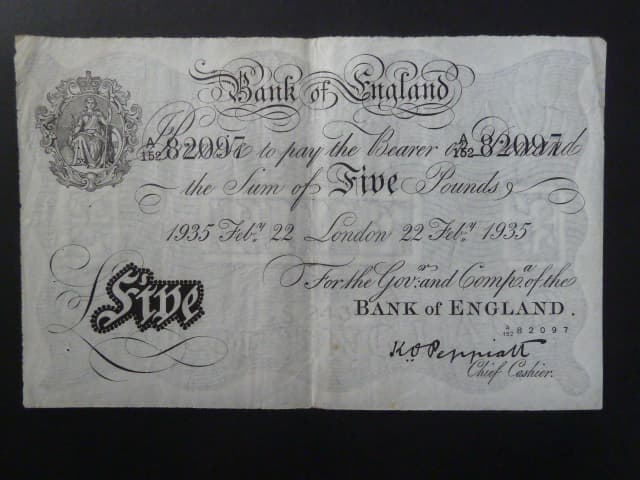5 Pounds 22.Feb.1935 "Peppiat" padělek z KT Sachsenhausen, BNB. B161h20