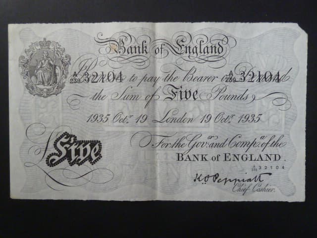 5 Pounds 19.Oct.1935 "Peppiat" padělek z KT Sachsenhausen, BNB. B161h20