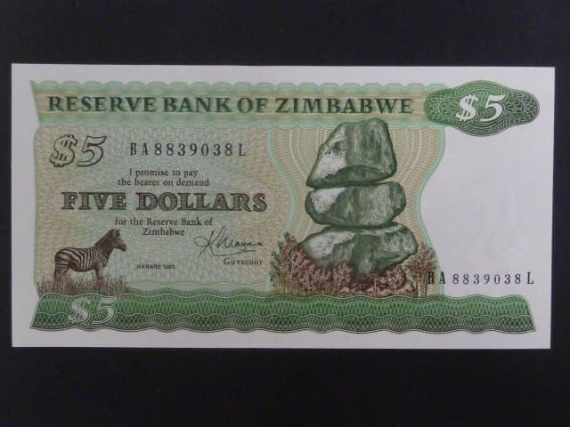 ZIMBABWE, 5 Dollars 1983, BNB. B102b, Pi. 2