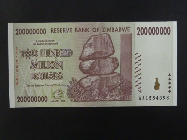 ZIMBABWE, 200 mil Dollars 2008, BNB. B172a, Pi. 81