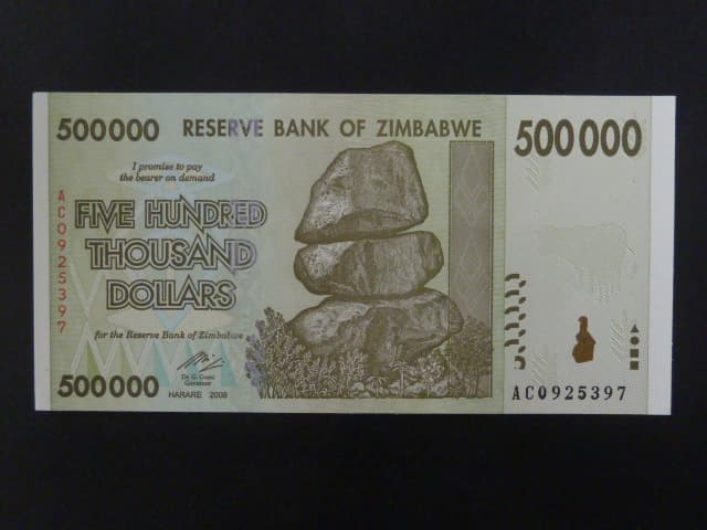 ZIMBABWE, 500 000 Dollars 2008, BNB. B167a, Pi. 76