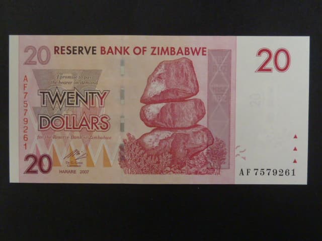 ZIMBABWE, 20 Dollars 2007, BNB. B159a, Pi. 68