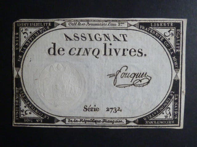 5 Livres 1793 podpis Fouquet, BNB. B713, Pi. A76