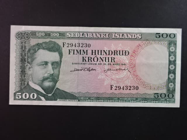 500 Krónur 1961 podpis"Ólafssonl/Nordal", BNB B804b, Pi. 45