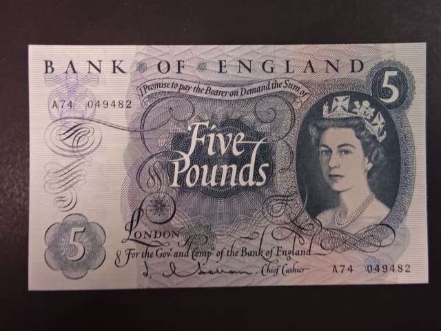 5 Pounds 1963 Hollom, BNB. 181a, Pi. 375