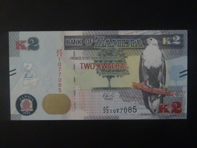 ZAMBIE, 2 Kwacha 2022, BNB. B165c, Pi. 62c