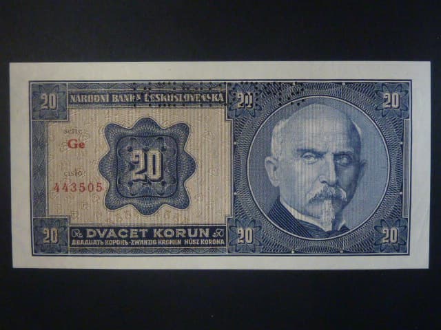 20 Kč 1926 série Ge, perf. SPECIMEN z líce
