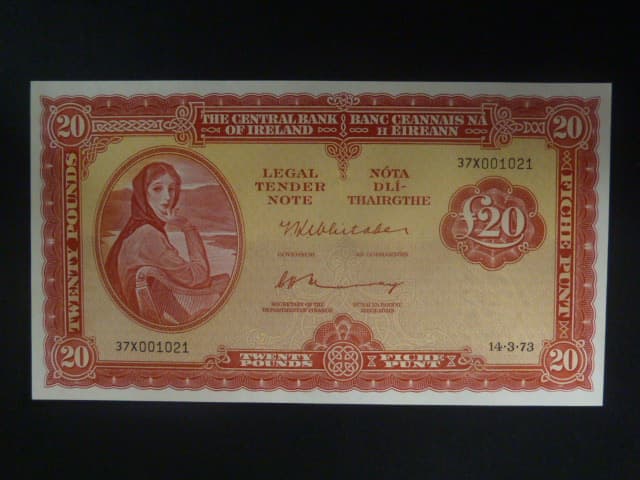 20 Pounds 1973 série 37X, BNB. B212b1, Pi. 67
