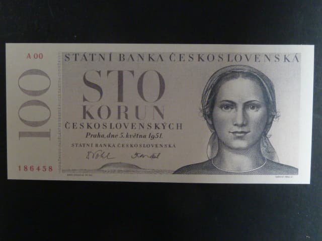 100 Kčs 1951, návrh III.varianta, oboustranná