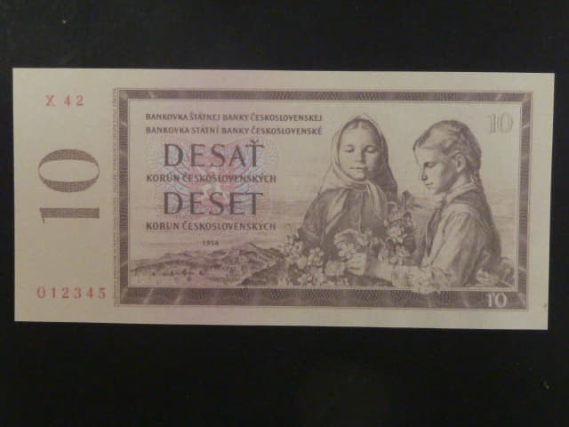 10 Kčs 1958, návrh, oboustranná