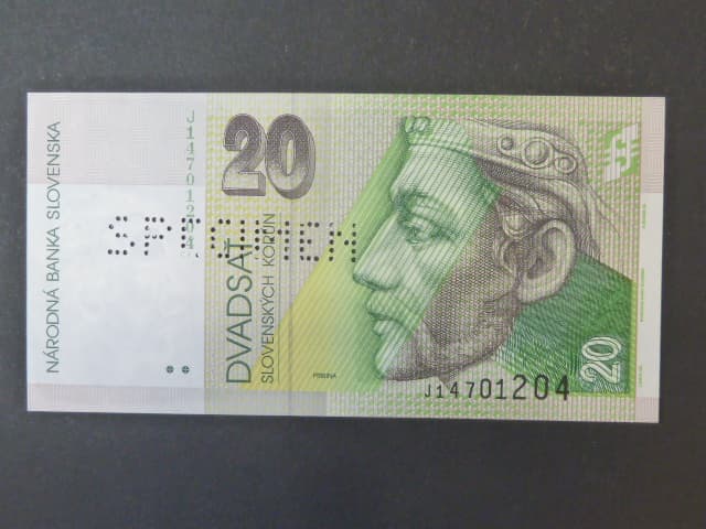 20 Sk 1999 série J, 1x vodorovná per. SPECIMEN