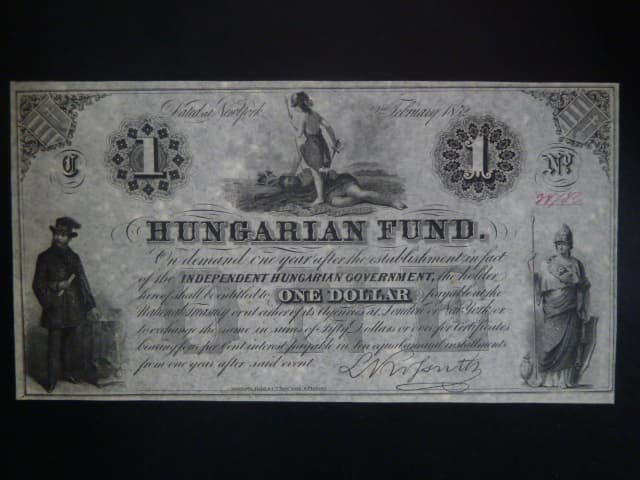Hungarian Fond, New York - 1 Dollar 1852, Pi. S136c