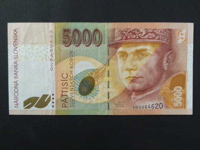 chybotisk - 5000 Sk 10.5.1999 serie H s chybějícím tiskem stříbrného hologramu, , Baj. SK 14a, Pi. 33