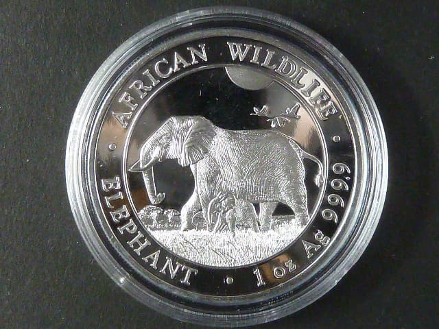 100 Shillings 2022 - sloni, kvalita proof, 1 OZ Ag 999,9, etue