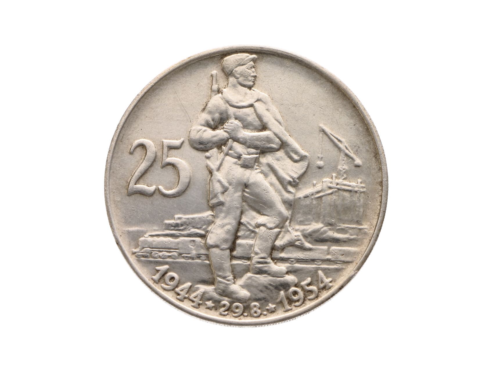 25 Kčs 1954, 10. výročí Slovenského národního povstání_