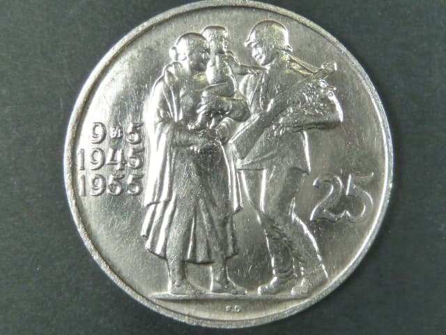 25 Kčs 1955, 10. výročí osvobození Československa