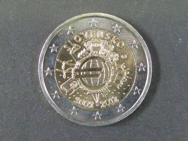 Slovensko 2 EUR 2012 pamětní 10.let euromincí a eurobankovek SPOLEČNÉ VYDÁNÍ