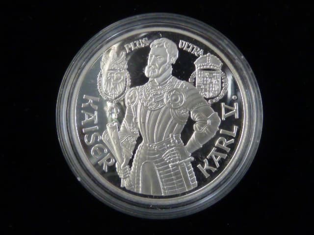 Ag 100 Schilling 1992 - Kaiser Karl V., 900/1000 Ag, etue + certifikát