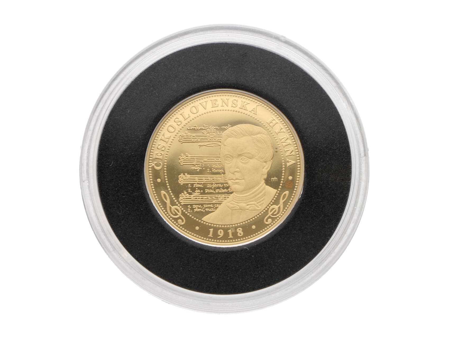 Medaile Československá Hymna 1918, 1,20g, 0.999 Au_