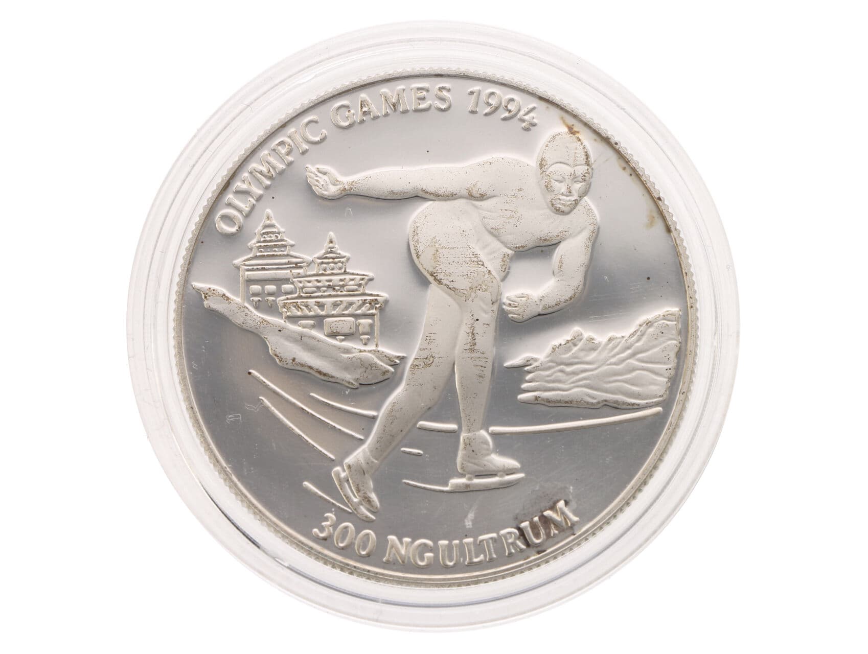 300 Ngultrum 1992 - 17. Zimní olympijské hry v Lillehammeru 1992, 31,47g, 0.925 Ag_