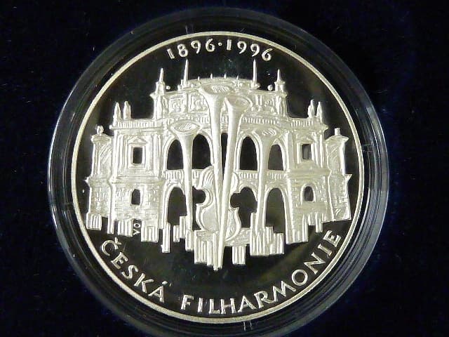 200 Kč 1996, 100. výročí České filharmonie (certifikát proof)