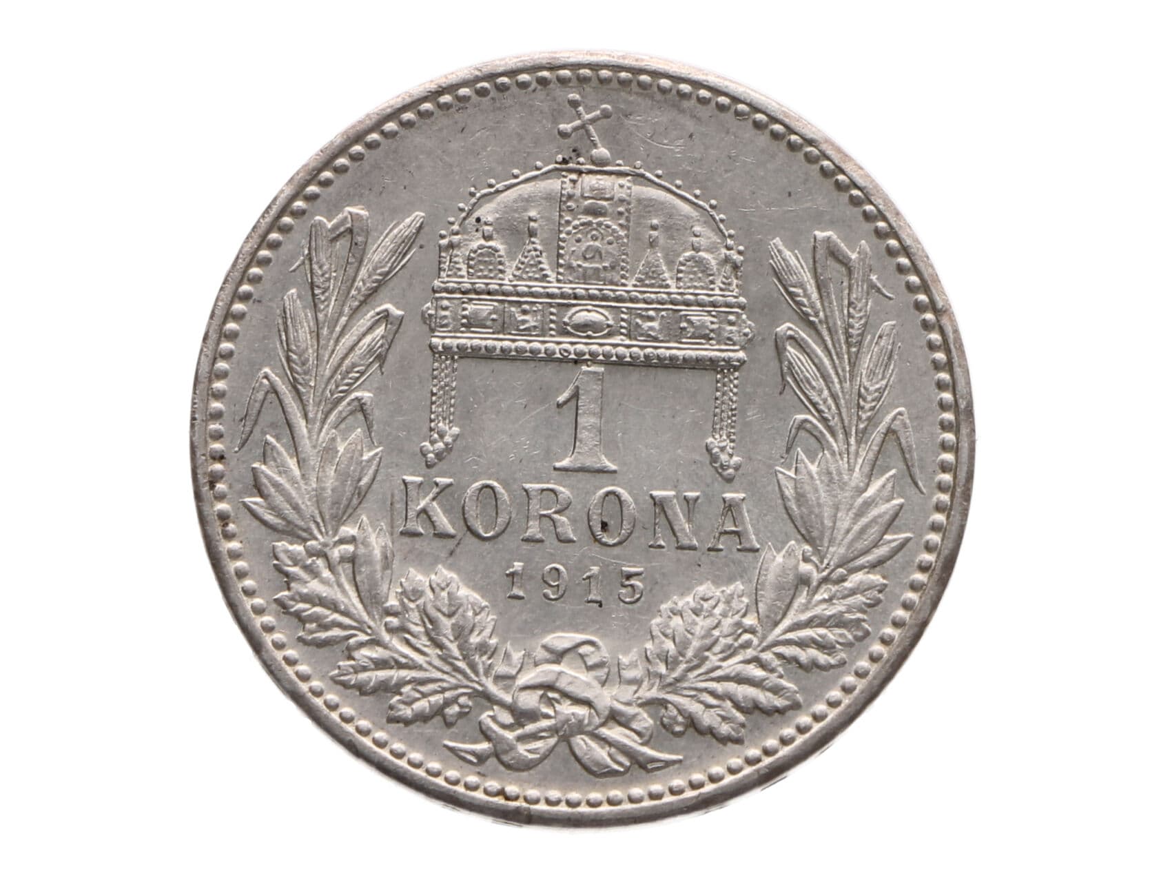 1 Korona 1915 K.B., ražební lesk_
