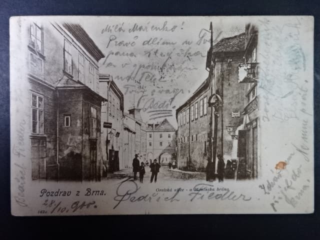 Brno - Orlí ulice (Adlergasse) - Měníská brána, prošlá 1900