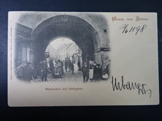 Brno - Orlí ulice (Adlergasse) - Měníská brána (Mönizerthot), prošlá 1898
