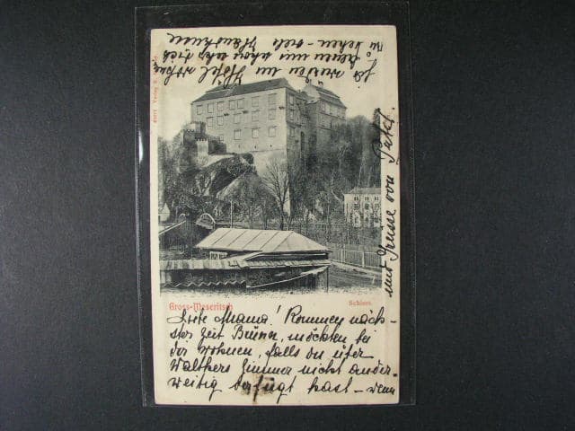 Velké Meziříčí (Gross Meseritsch), čb. pohl. zámku, prošlá 1904