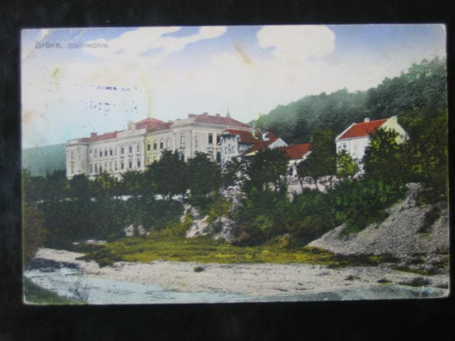 Brno, Kamenný mlýn, prošlá 1916, zlom. roh