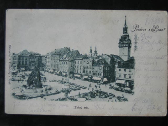 Brno, Zelný trh, prošlá 1900, plastická